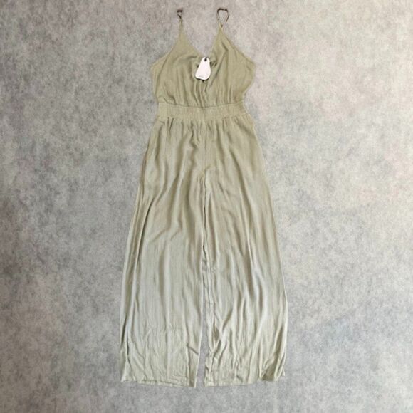 prAna Swim Cover Up Womens Size M Green Wide Leg Jumpsuit Swimwear Beach Wear - Picture 1 of 15